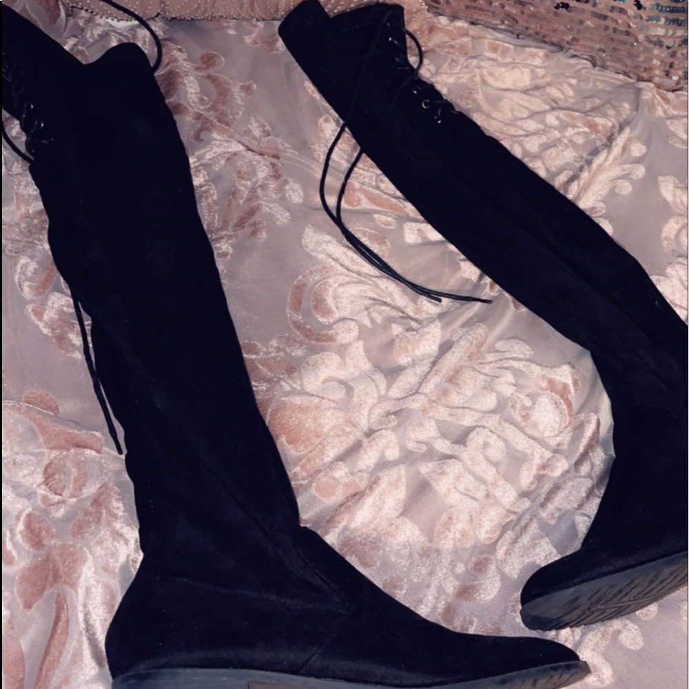 Suede knee high boots